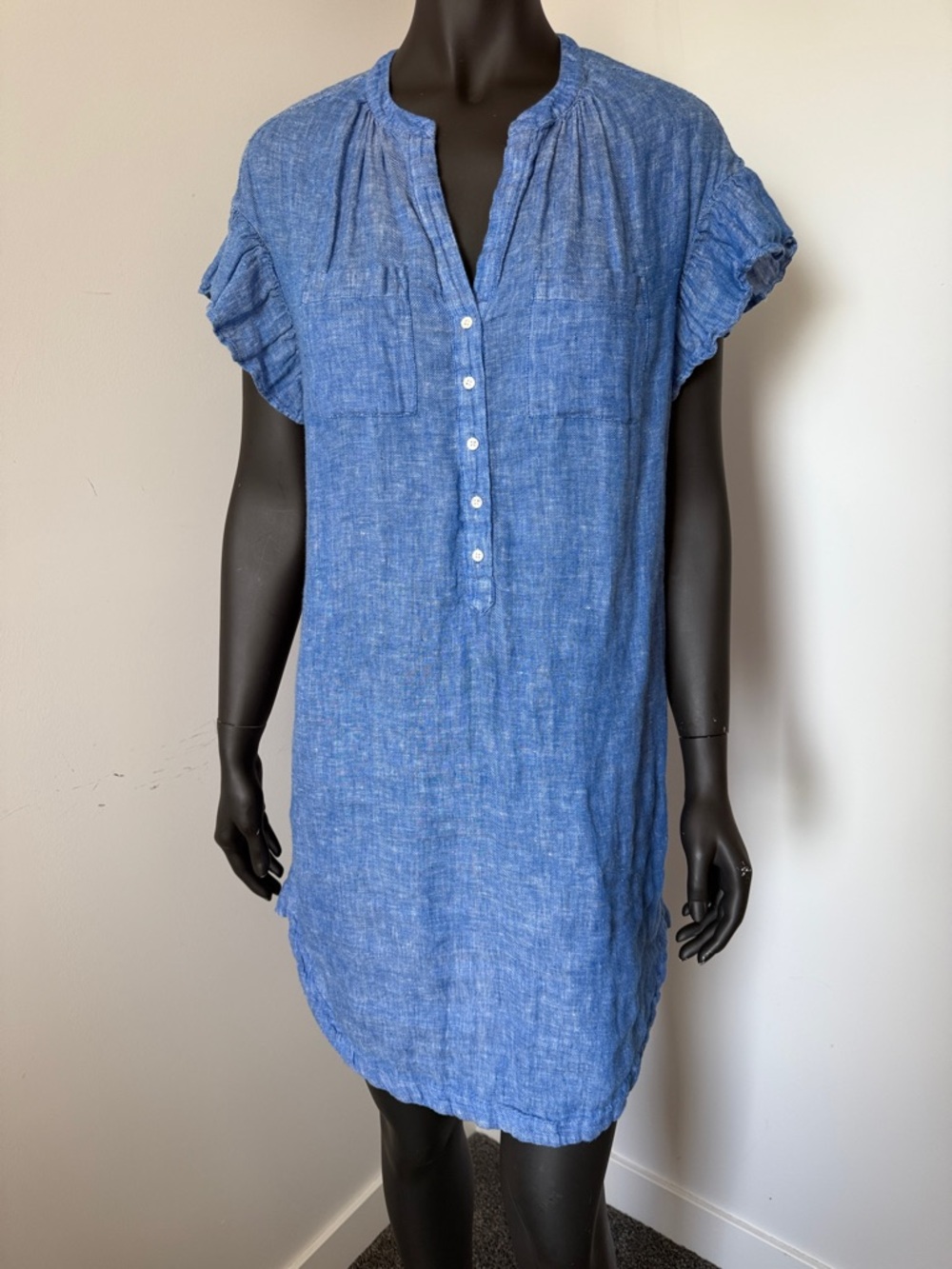 201. Joie 100% Linen Shirt Dress w/ Ruffle Sleeves